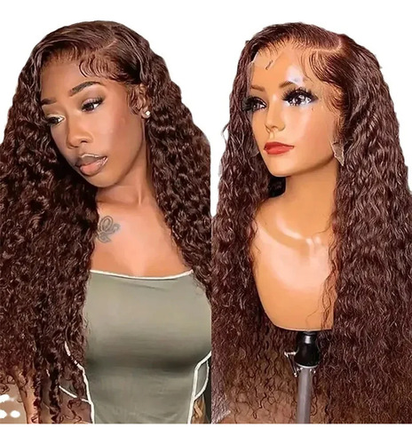 Peluca Frontal De Encaje Rizado Natural De Color Naranja, 18