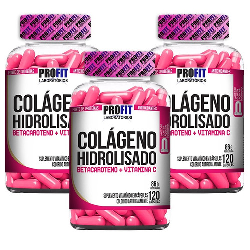 Kit 3x Colágeno Hidrolisado Mulher - 360 Cáps - Profit Labs