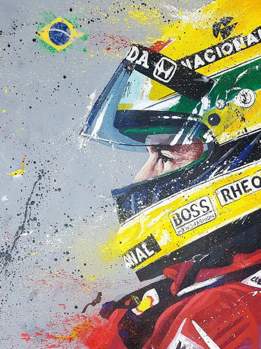Cuadro Decorativo Moderno Ayrton Senna F1 100x70cm / Tela