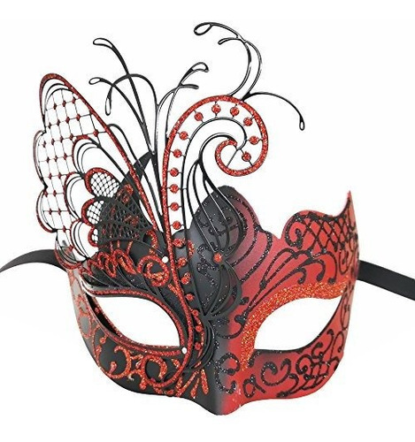 Máscaras Venecianas De Las Mujeres Voladoras Rojas - Negras 