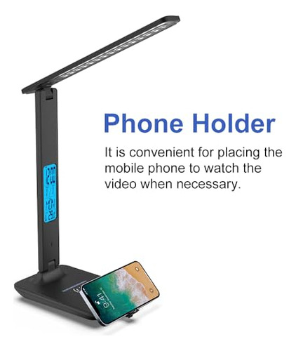 Lmpara Escritorio Led Con Cargador Inalmbrico, Puerto Usb, R