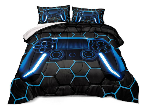 Fundas De Almohada+duvet, Z.jial, Microfibra, Gamer, 3pcs...