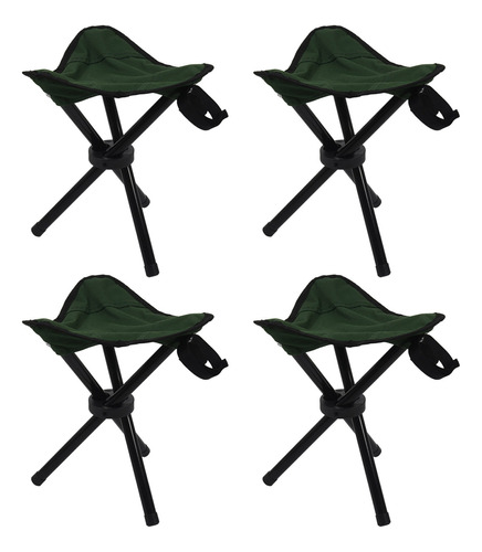 Taburete Plegable Con Trípode, 4 Asientos Para Acampar, Port