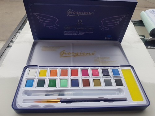 Acuarelas Giorgione X 18 Colores Lata Azul Profesional