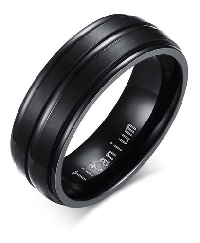 Anillo 100% Carburo Titanio 3 Lineas Hombre 8mm Negro #9