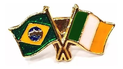 Bótom Pim Broche Bandeira Brasil X Irlanda Folheado A Ouro