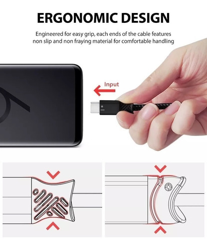 Cable Ringke Original Usb C A Usb Smart Fish Reforzado Negro