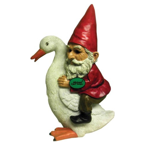 Michael Carr Designs 80048 Gnome On Goose Decoración Al Aire