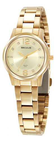 Relógio Seculus Dourado Feminino Cristais 44089lpsvda2