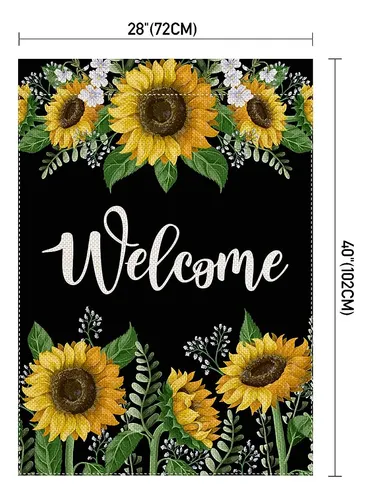 Pingpi Bienvenido Girasol Casa Grande Bandera Vertical Doble