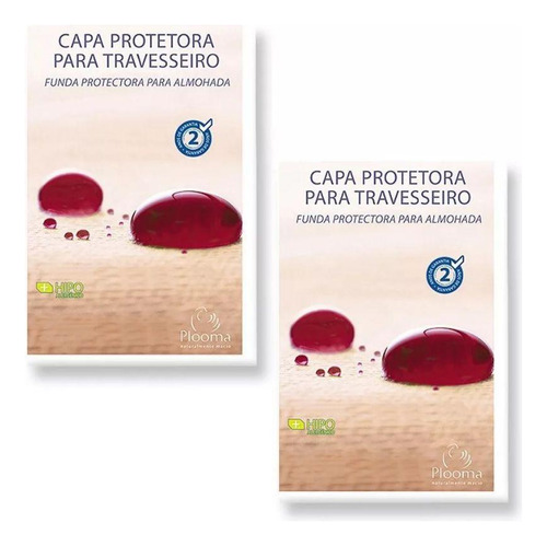 Kit 02 Capas Protetora Travesseiro Impermeável Plooma Zíper