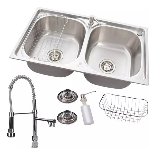 Kit Cuba Dupla Gourmet Cozinha Aço Inox E Torneira Gourmet