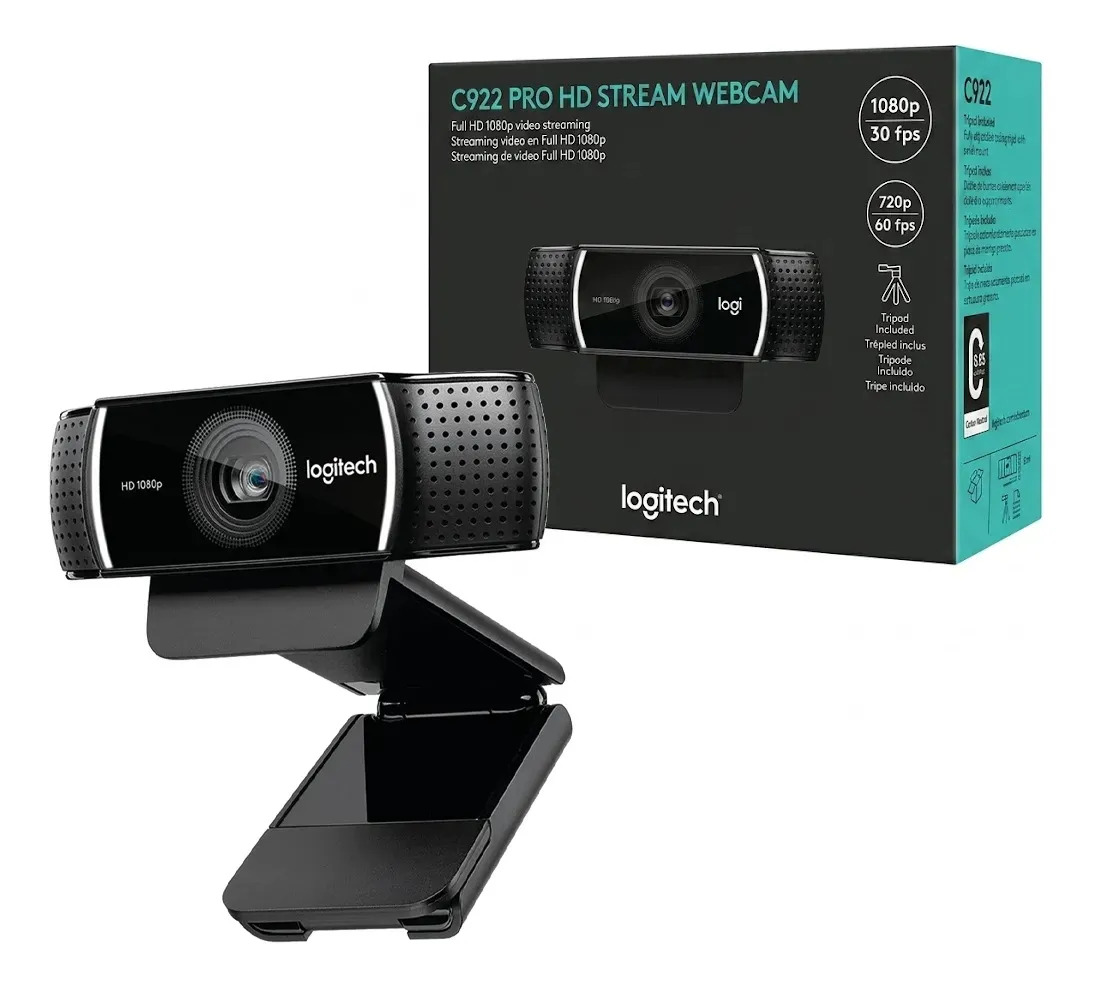 Logitech C922 Pro Stream, Webcam Ideal Streaming Con Trípode Color Negro