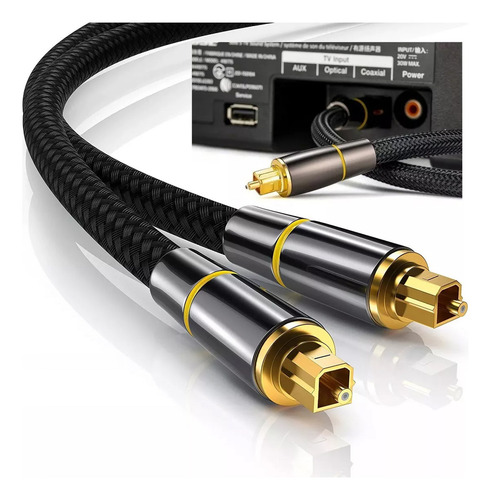 5 M/16.4 Ft Cable Óptico Toslink Audio Fibra Stereo Digital