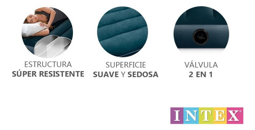 Colchon Inflable Uno 1 Plaza Dura Beam Standar Camping Intex Color Azul
