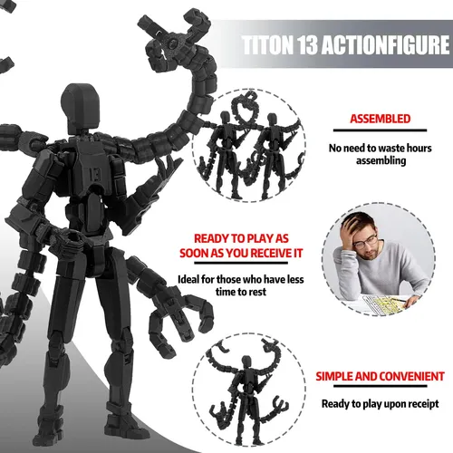 Conjunto de figura de acción T13, incluye robot posable de múltiples articulaciones impreso en