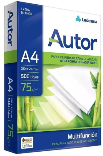 Imagen 1 de 6 de Resma A4 Autor 75g Minimo X10un Dist Oficial Enviogratis