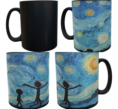 Rick And Morty Noche Estrellada Van Gogh Cuadro Taza Magica