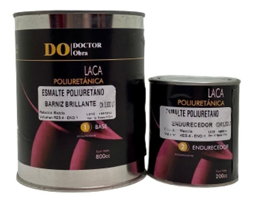 Laca Esmalte Poliuretanica Bicomponente Brillante X 1lt.