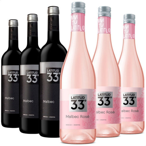 Vinos Latitud 33 Malbec X3 + Malbec Rose X3 - 01 Almacen