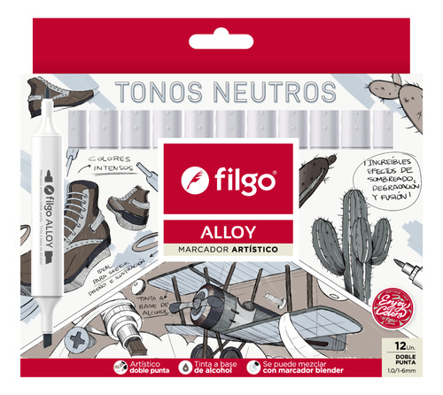 Marcadores Artisticos Filgo Alloy X12 Tonos Neutros