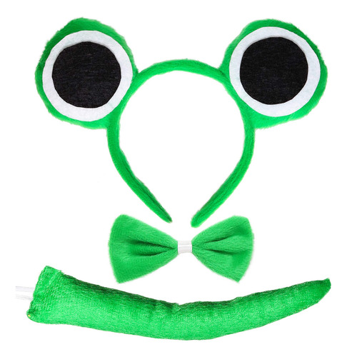 Juego De Accesorios Para Disfraz De Rana Verde, Diadema De Ojos De Rana Verde, Juego De Accesorios De Pajarita Y Sapo Para Niños Pequeños