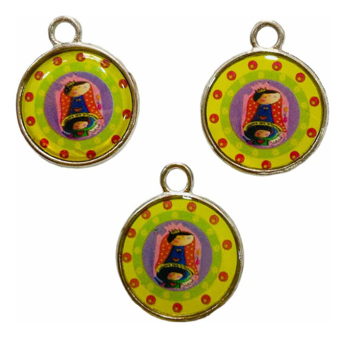 Medallas Virgen De Guadalupe Pliss(3unidades) En Resina