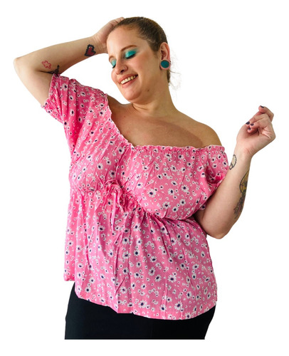 Blusa Paisana Floreada Pili Verano Talles Grandes Especiales