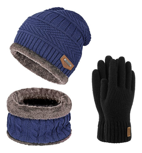 Conjunto Gorro Y Bufanda De Invierno Cálido Unisex