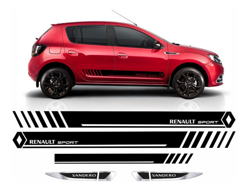 Kit Adesivos Lateral E Traseira Renault Sandero Sport Kit01 Cor Preto