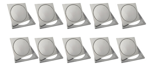 Kit 10 Ralo Click Inteligente 10x10 Aço Inox + Porta Grelhas