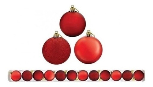 Kit 12 Bolas Para Arvore De Natal Decoração Vermelha 5cm