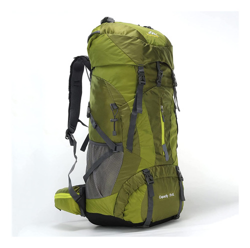 Mochila Senderismo Liviana Impermeable Ergonomica Verde 75l