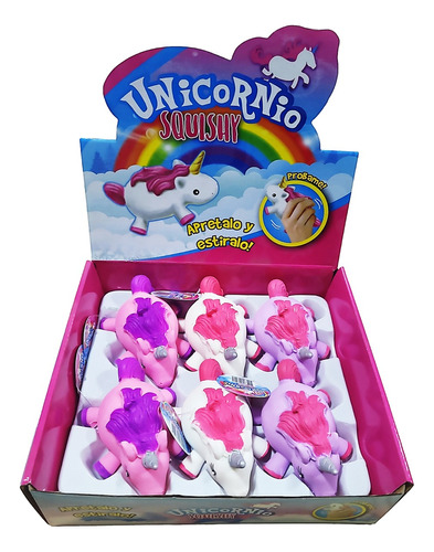 Caja Regalo 6 Uni Squishy Antistrees Unicornio Apretar Color