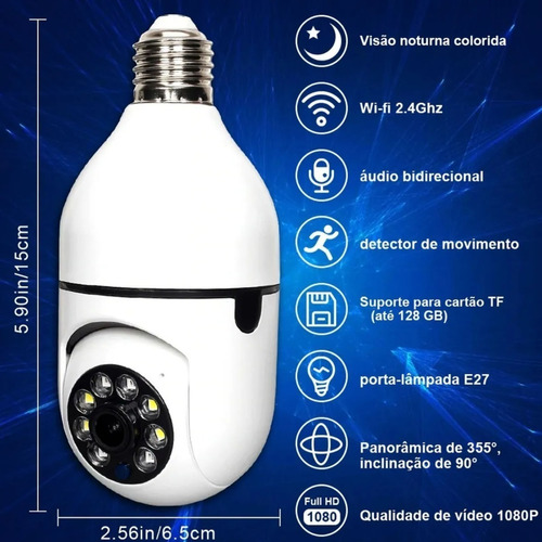 Câmera Ip rotação Lâmpada Panorâmica Yoosee Wifi E Espiã Cor Branco