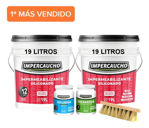 Kit Impermeabilizante Impercuacho Sellador + Resanador 40m2