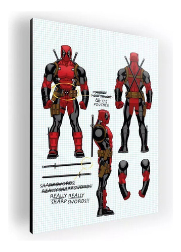 Cuadro Poster Marvel Bosquejo Del Traje Deadpool 60x84 Cm