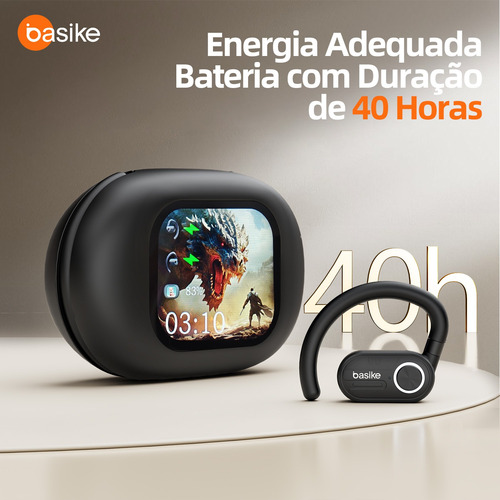 Fone De Ouvido Sem Fio Basike Bluetooth5.4 Ows Com Tela Lcd