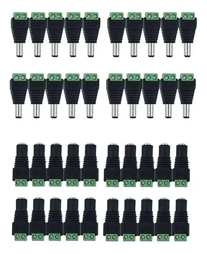 Pack 20 Pares Conectores Jack Plug Dc 5.5mm Macho Y Hembra