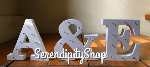 Iniciales Letras En Mdf Con Luces Led 16cm -fiestas Bodas