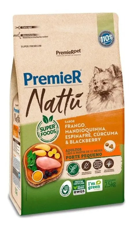 Ração premier nattu sabor frango mandioquinha 2.5 kg PremieRpet