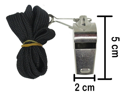 Imagen 4 de 5 de Silbatos Emergencia Arbitro Auxilio Metálico Con Cordón 10pz
