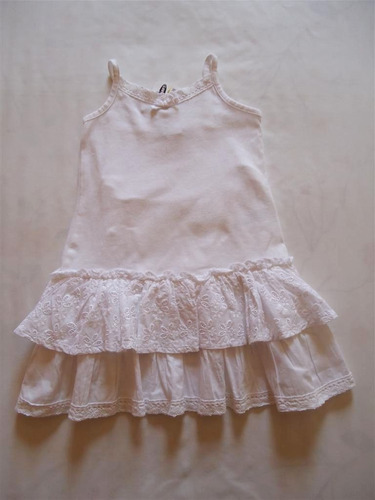 Vestido Bebe Importado Branco Rodado Calcinha 18 A 24 Meses