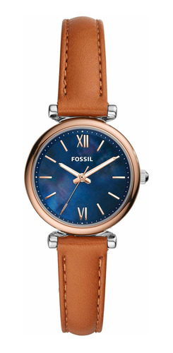 Reloj Mujer Fossil Es4701 Cuarzo 28mm Pulso Marron En Cuero