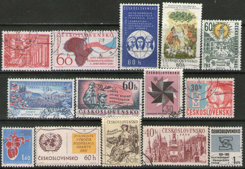 Checoslovaquia 14 Sellos Usados Eventos = Filatelia 1961-69