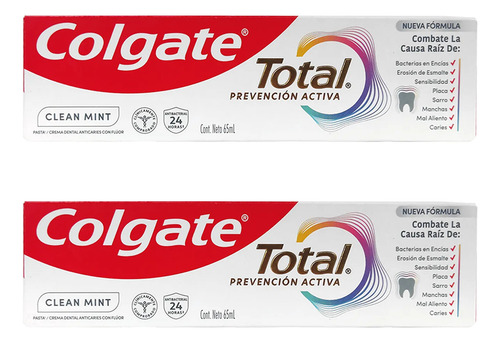 Pack 2 Pzas. Colgate Total Clean Mint 65 Ml