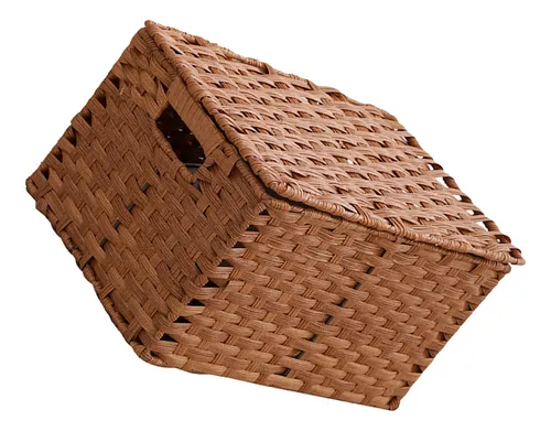 Cesta Tejida De Ratán Simulado Con Tapa, Caja De Almacenamie