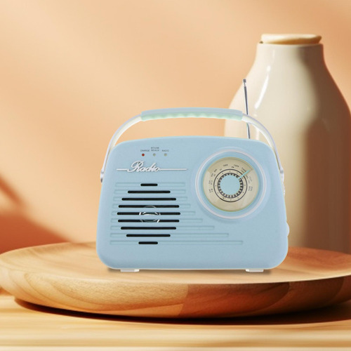 Radio Portátil De Diseño Retro, Material Pp, Azul