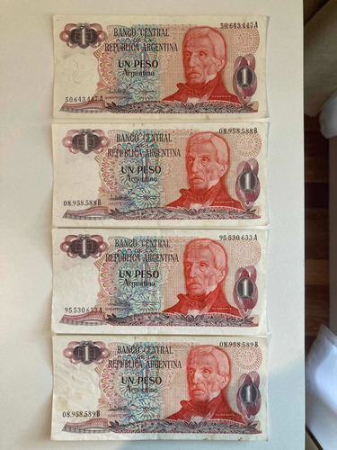 Billetes Antiguos Argentinos Un Peso San Martín Serie A Y B