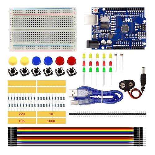 Lote 5 Kits Arduino Basico Uno R3started Mini Breadboard Jum